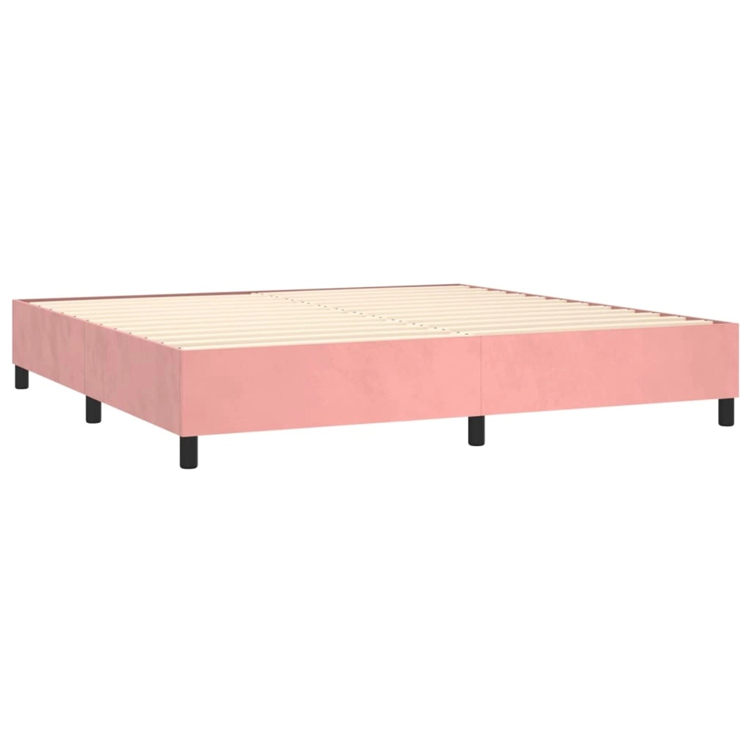 Rosa vidaXL Boxspringbett 200x200cm mit Samtbezug und Lattenrost.