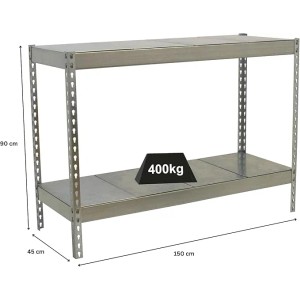 Verzinktes PROREGAL Schwerlastregal Mini Metal Yeti, 90x150x45 cm, Fachlast 400 kg.