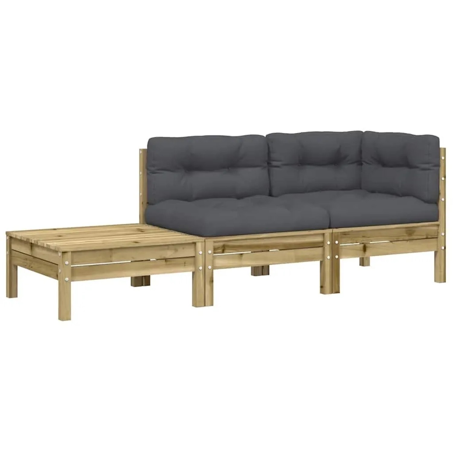 vidaXL Gartensofa mit Kissen und Fußhocker Kiefernholz Imprägniert 838188