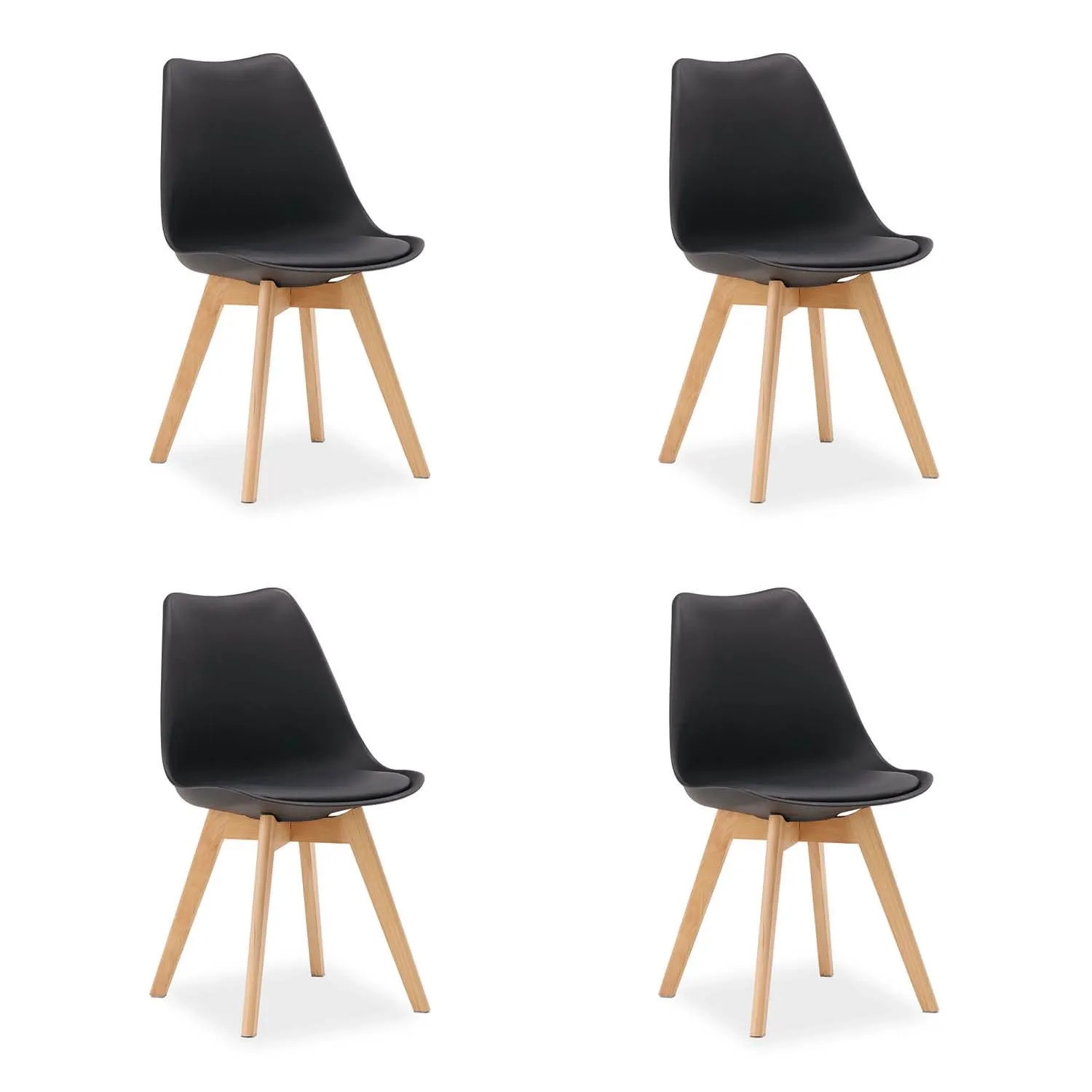 Homestyle4u 4 Küchenstühle in Schwarz 3345