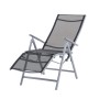 Verstellbarer DELUKE Liegestuhl NATALI, schwarz, mit grauem Aluminiumgestell für Garten, Balkon oder Terrasse.