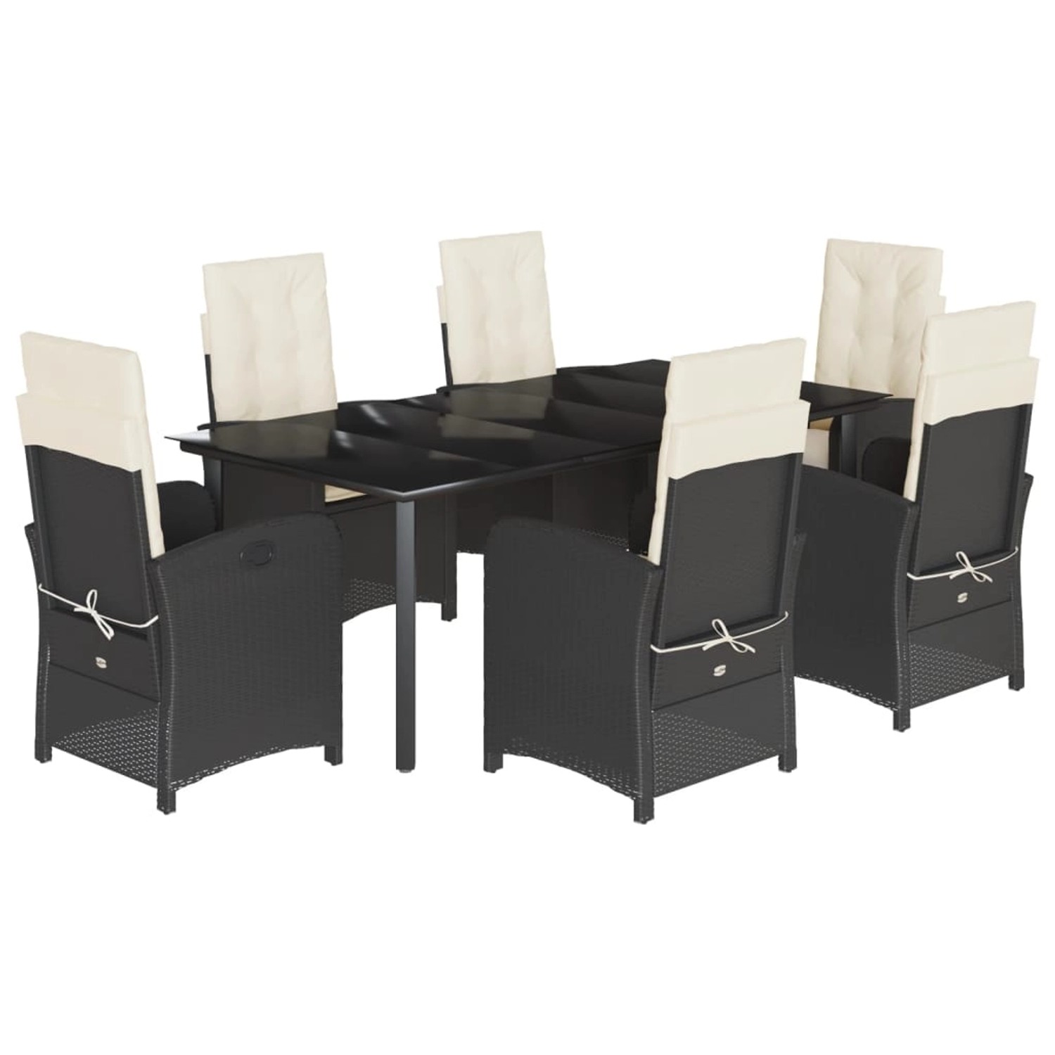 vidaXL 7-Tlg Garten-Essgruppe mit Kissen Schwarz Poly Rattan 3212307 günstig online kaufen