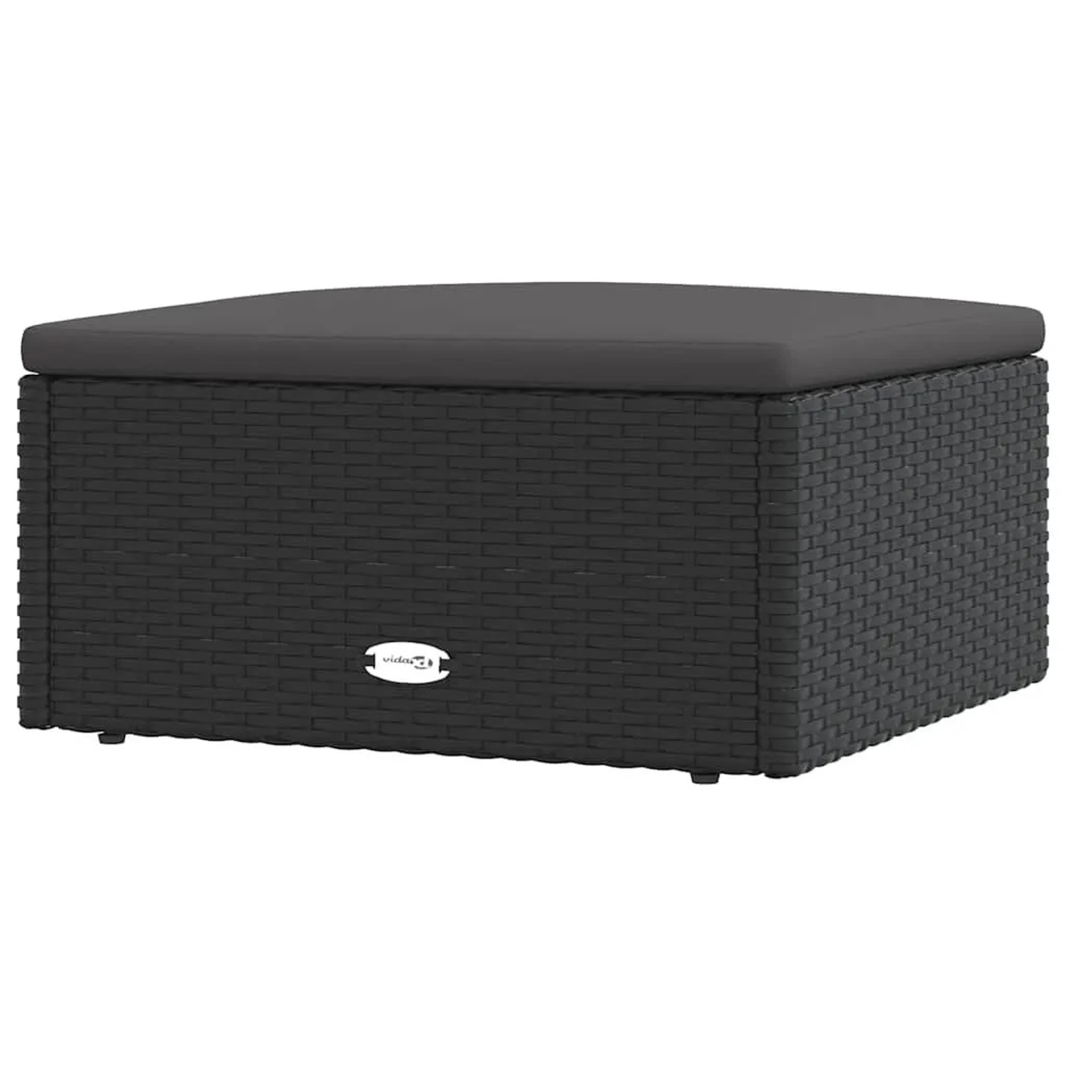 vidaXL Gartenhocker mit Kissen Schwarz Poly Rattan 319589