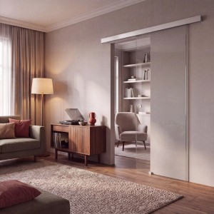 Doorlegro Glasschiebetür Klar 775 mm x 2.175 mm Silber