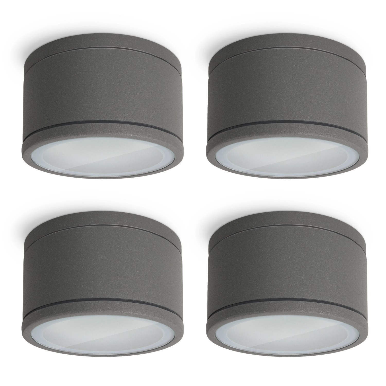 SSC-LUXon 4er Set CELI-WX Aufbaustrahler Flach IP44 Anthrazit Ohne GX53 Lampe