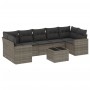Graue 8-tlg. vidaXL Garten-Sofagarnitur aus Polyrattan mit Kissen und Tisch.
