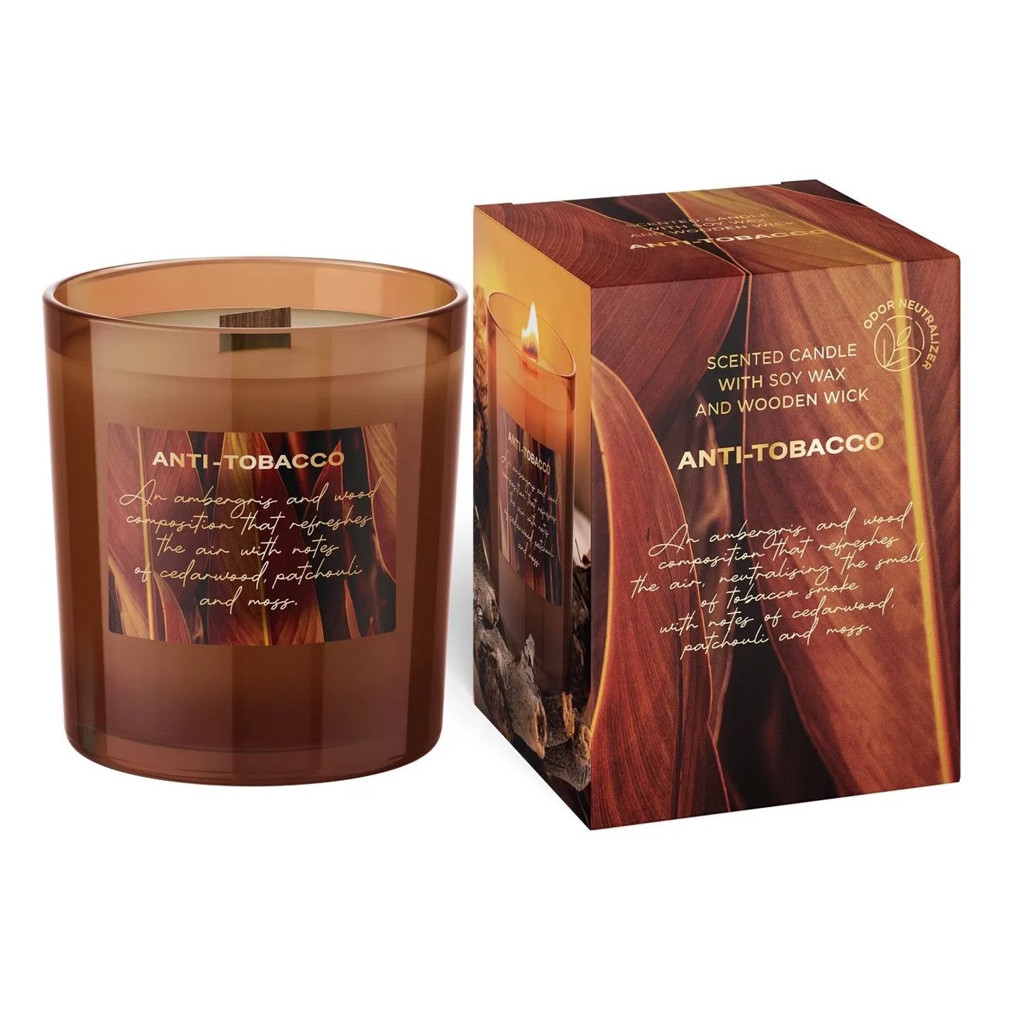 Dekohelden24 Hochwertige Dufkerze Parfümkerze Kerze zur Neutralisierung von Zigarettengeruch Aroma 45h Brenndauer Maße je Kerze 8 x 8 x 9 cm