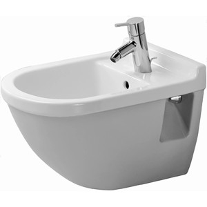 Duravit Starck 3 Wand-Bidet, 54 cm, weiß mit WonderGliss Beschichtung und Hahnloch.