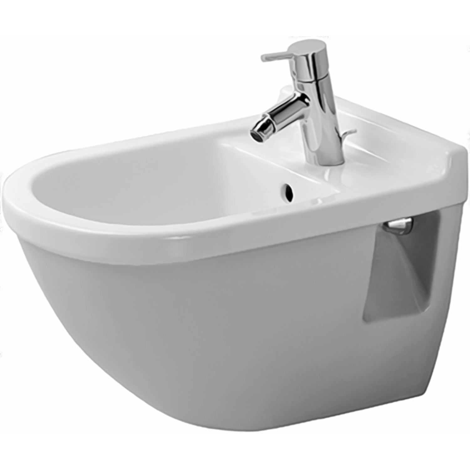 Duravit Wand-Bidet Starck 3 54 cm Weiß WonderGliss mit Überlauf + 1 Hahnloch