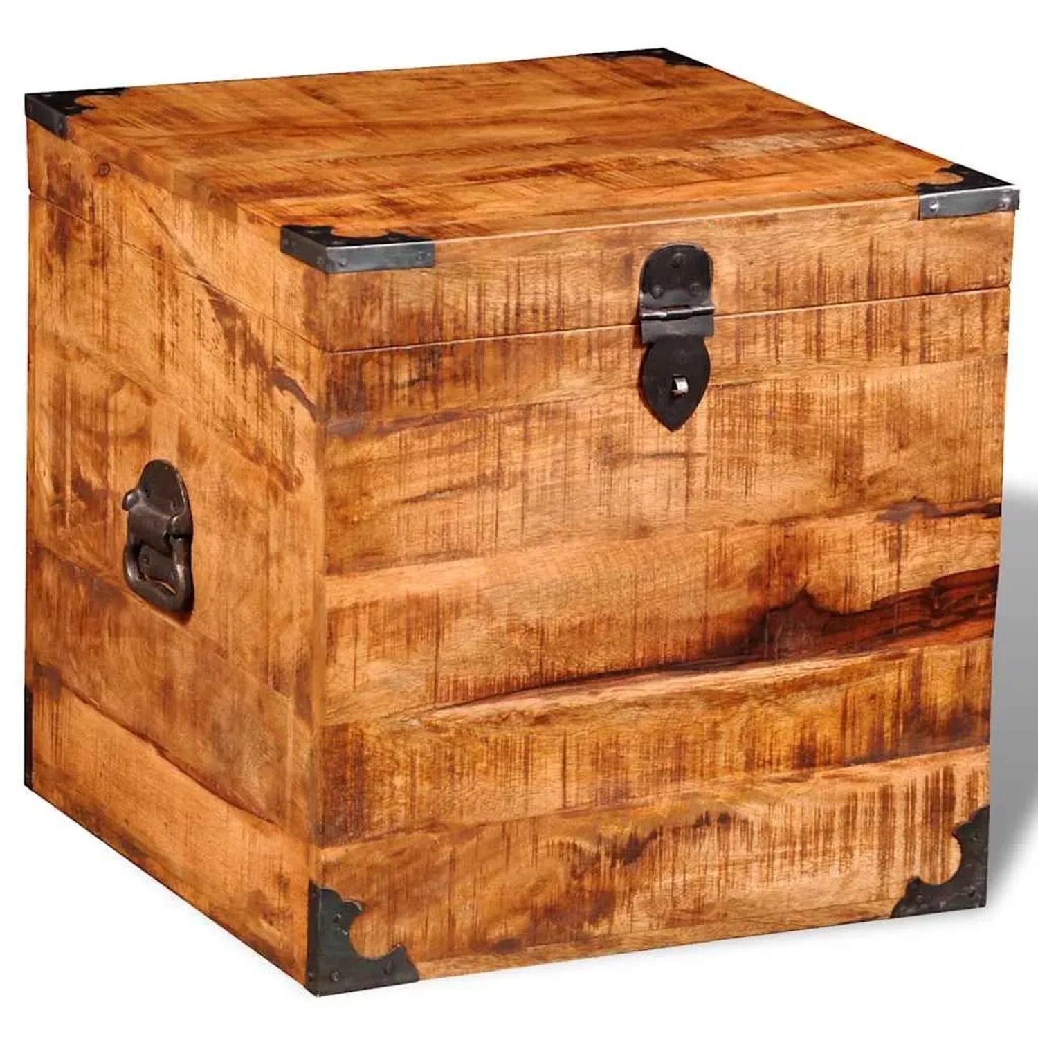 vidaXL Truhe Würfelform Raues Mangoholz 241636