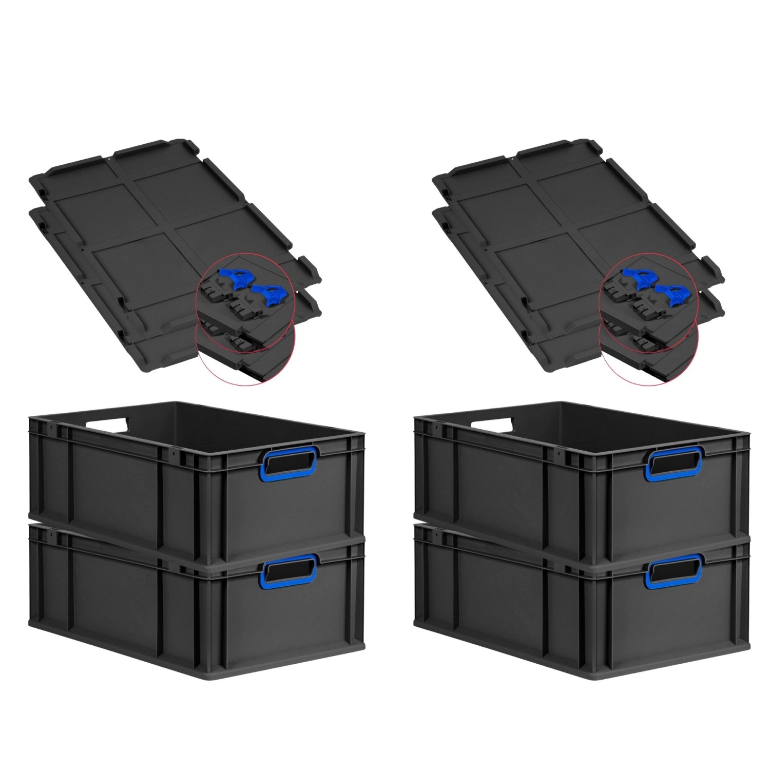 PROREGAL SuperSparSet 4x Eurobox Nextgen Color Mit Scharnierdeckel HxBxT 22 günstig online kaufen