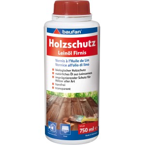 baufan Holzschutz Leinöl-Firnis, 750ml Flasche für biologischen Holzschutz.