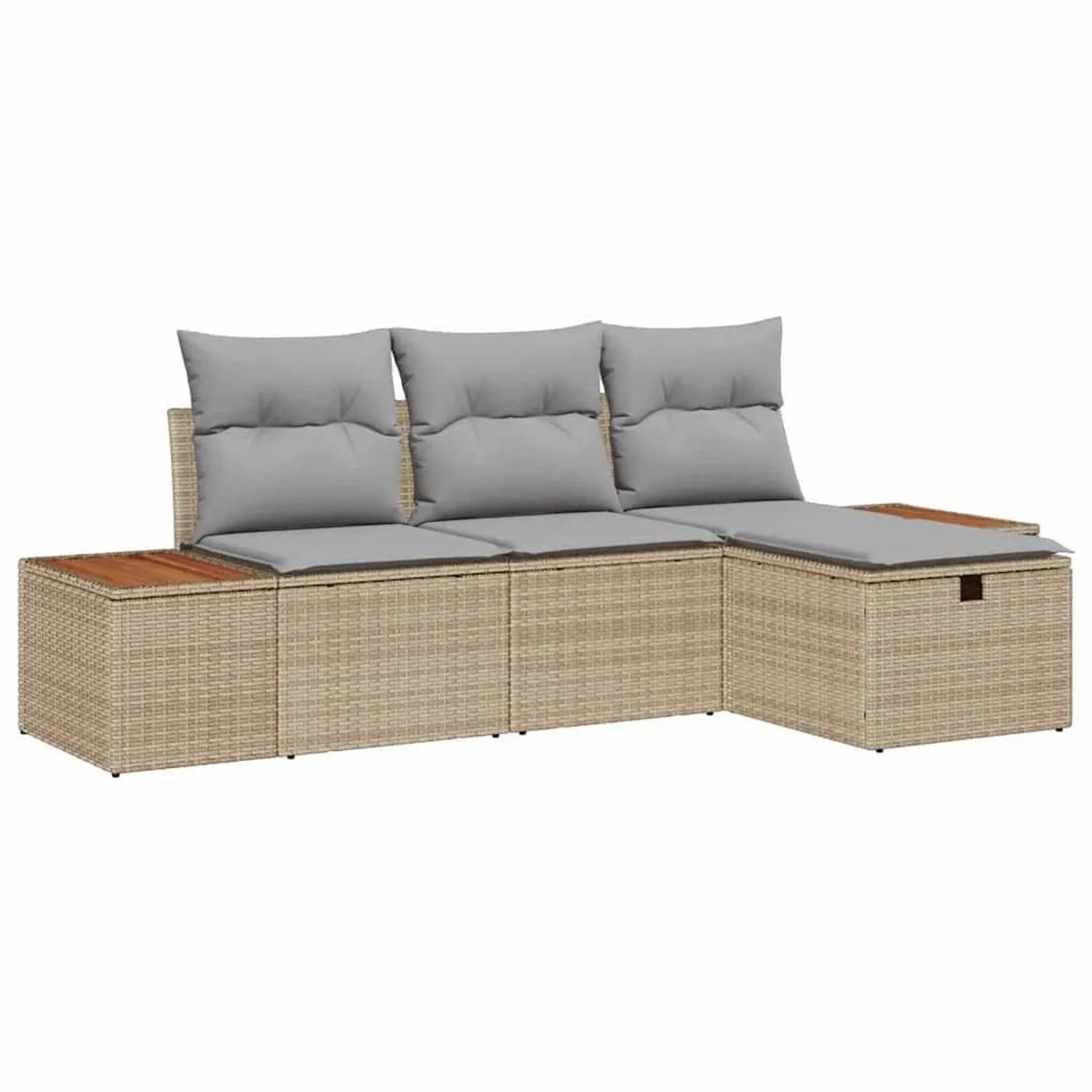 vidaXL Gartensofa-set mit Kissen mit Speicher 4-Tlg Beige Poly-Rattan 33609 günstig online kaufen