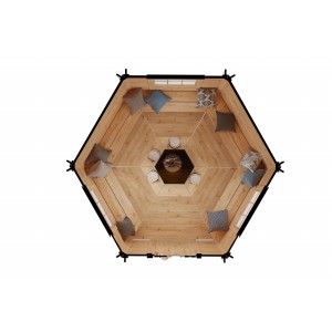 Finn Art Blockhaus Grill Gartenhaus Grillkota Exzellent 9 qm mit Grillanlage für max. 15 Personen