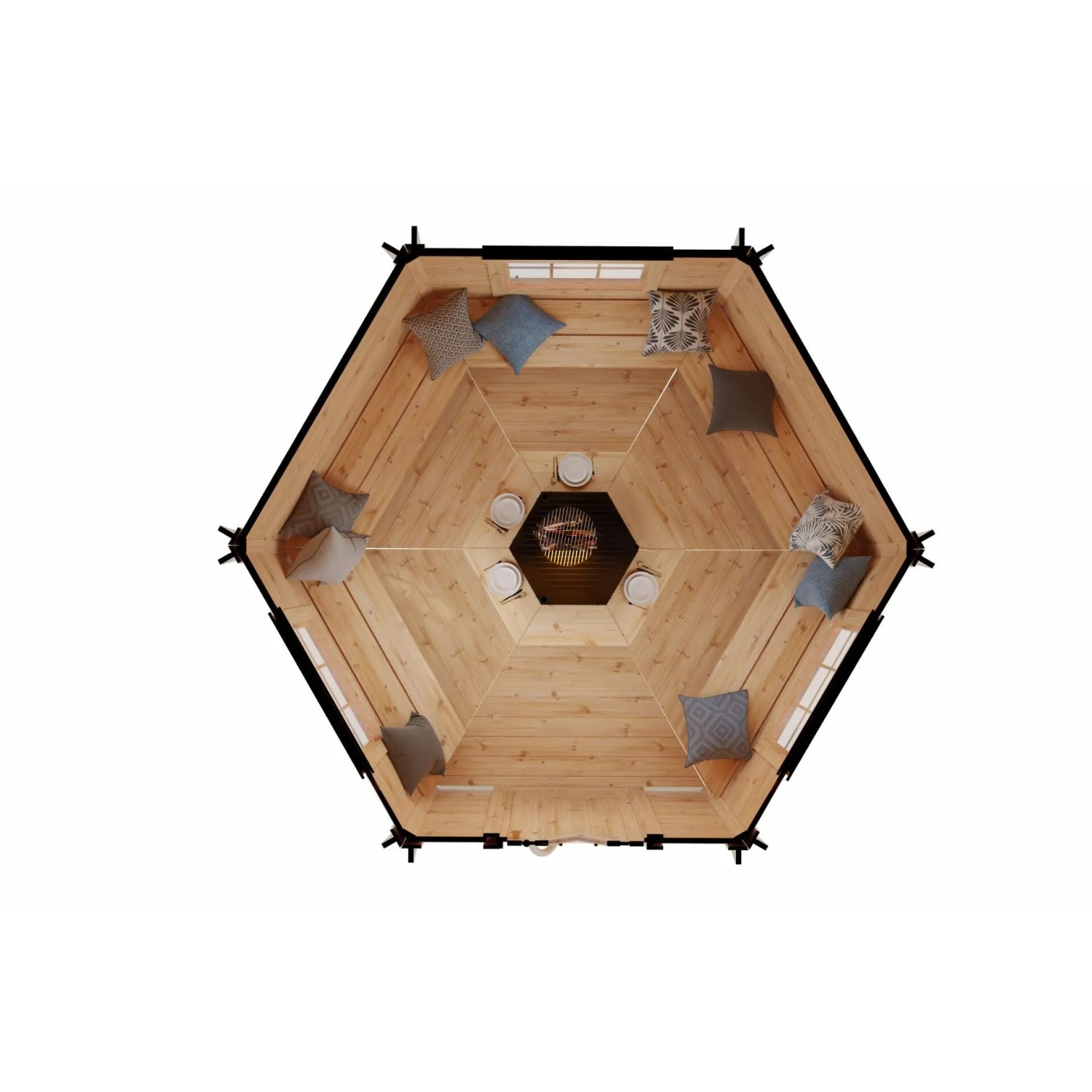 Finn Art Blockhaus Grill Gartenhaus Grillkota Exzellent 9 qm mit Grillanlage für max. 15 Personen_3