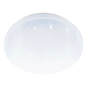 Weiße Eglo LED-Deckenleuchte Pogliola-E mit Kristalleffekt, 26 cm Durchmesser.