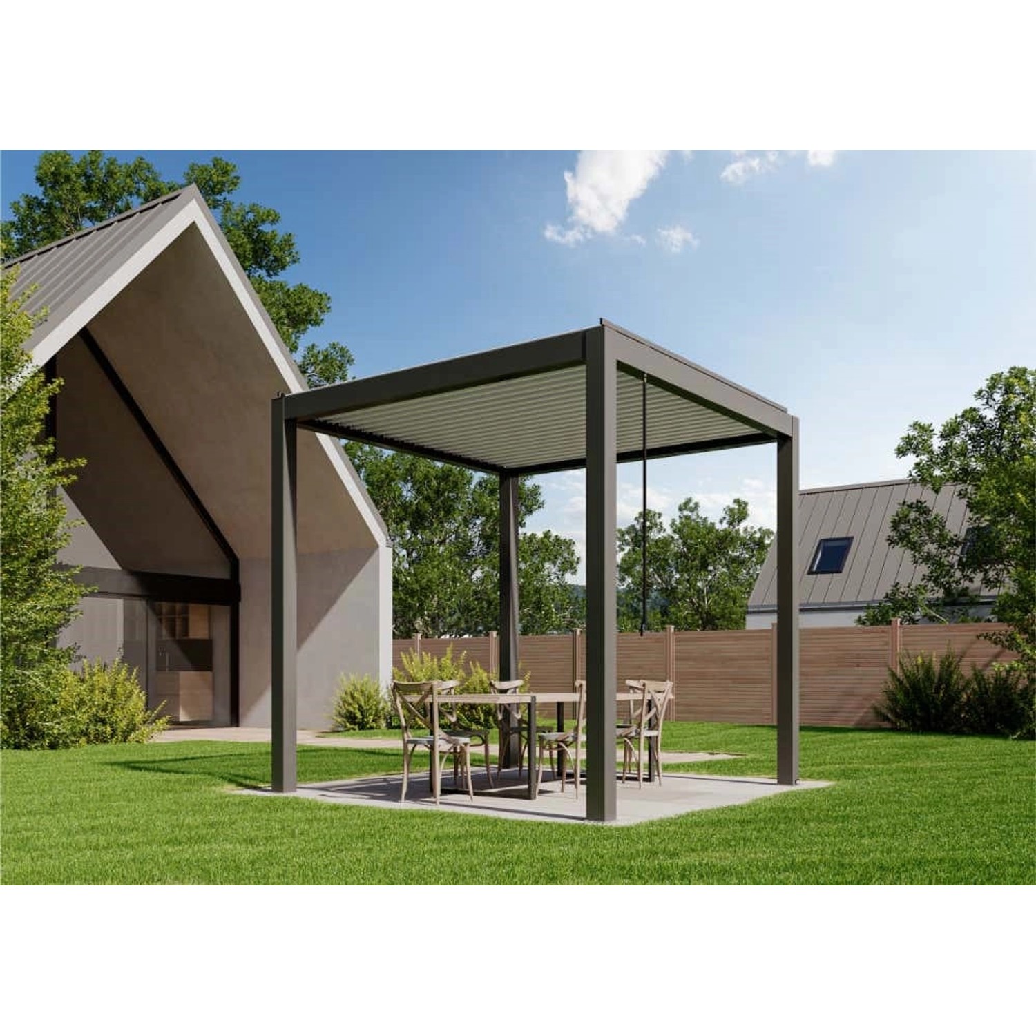 Huun Pergola Piano in Anthrazit-Weiß 300 x 300 cm günstig online kaufen