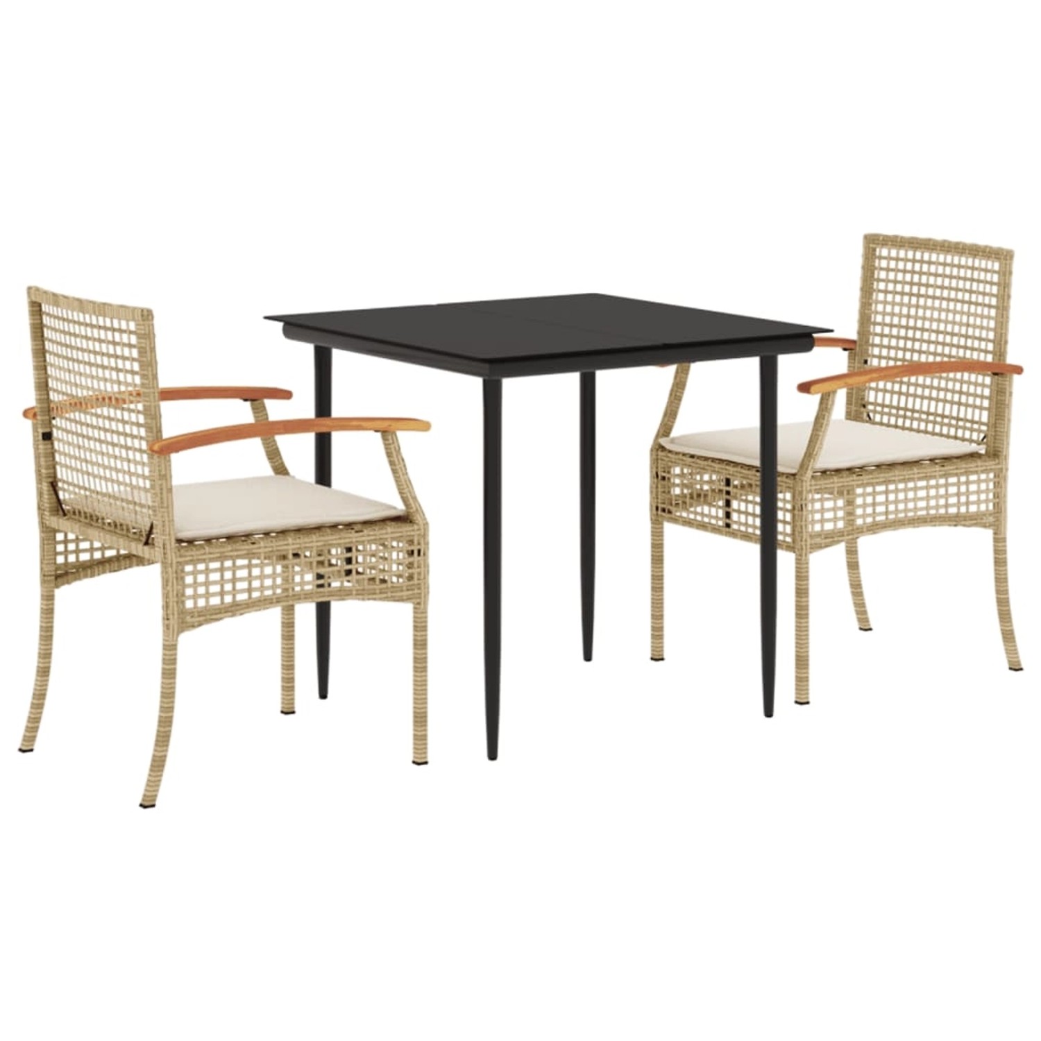 vidaXL 3-Tlg Garten-Essgruppe mit Kissen Beige Poly Rattan 3213624 günstig online kaufen