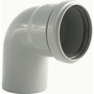 Grauer Marley HT-Bogen 87° DN 75 für Abwasserleitungen im Innenbereich.