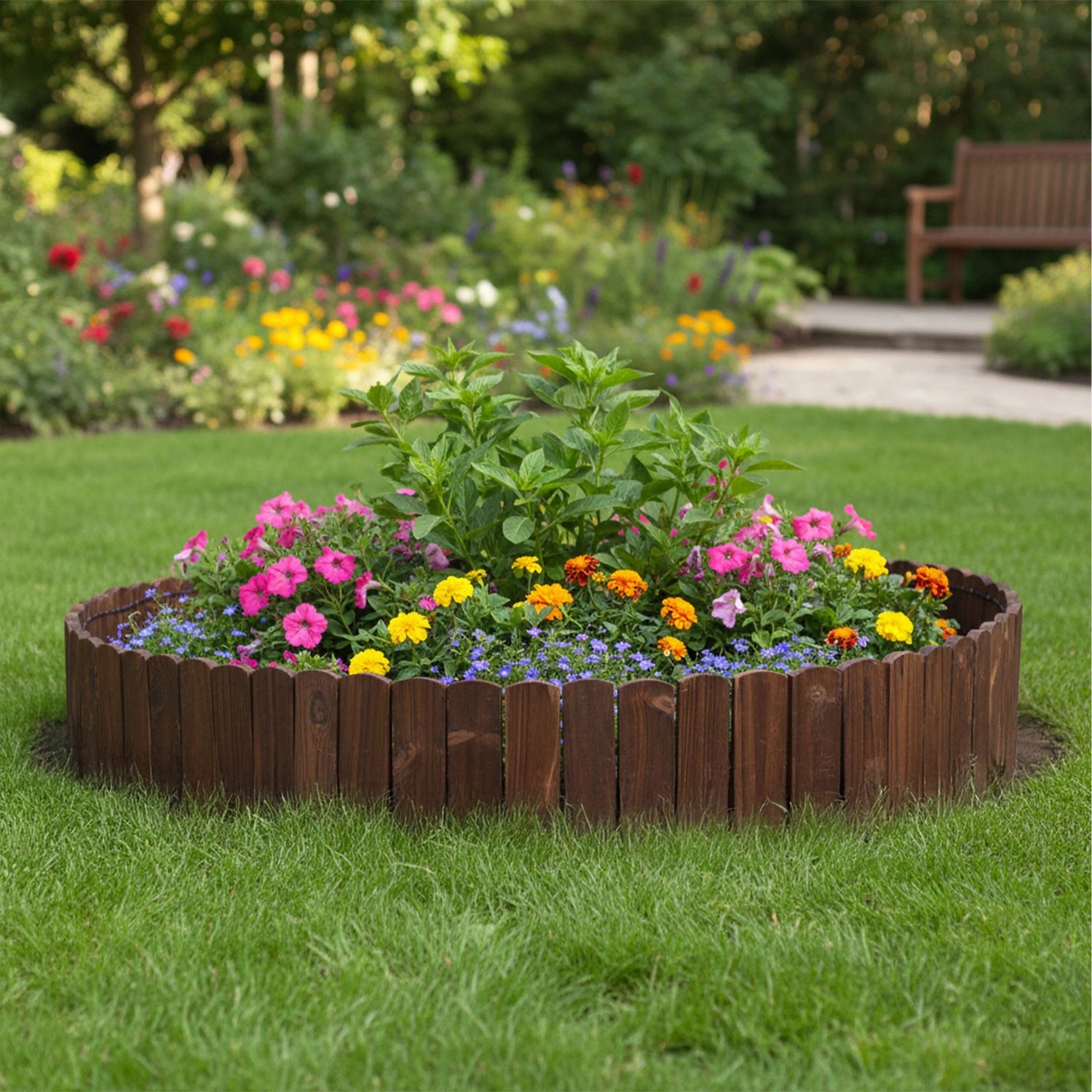 Relaxdays Beeteinfassung Tannenholz Dunkelbraun Flexibel 200 cm x 40 cm_3