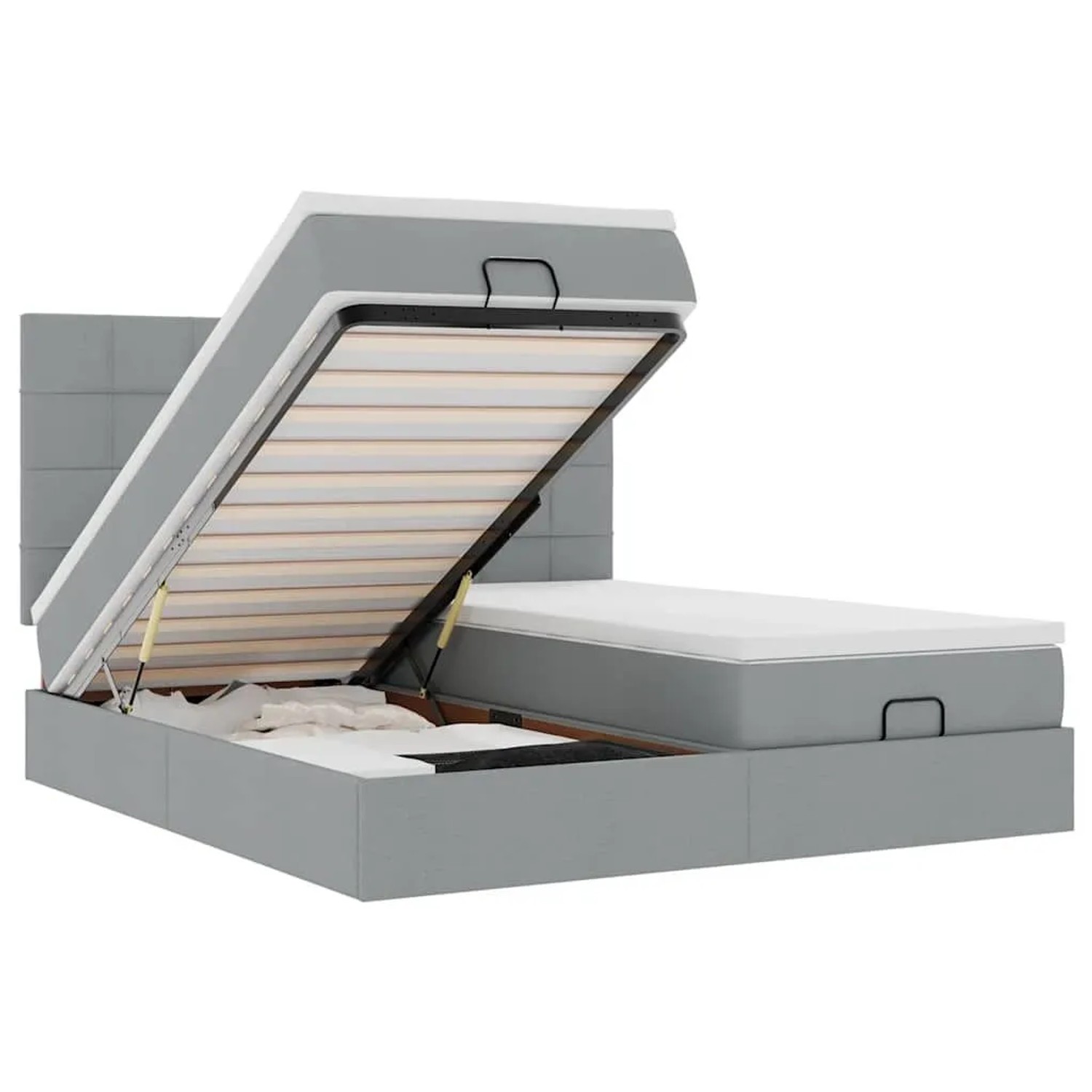 vidaXL Ottoman-Bett mit Matratzen und LEDs Hellgrau 160x200 cm Stoff 3314534