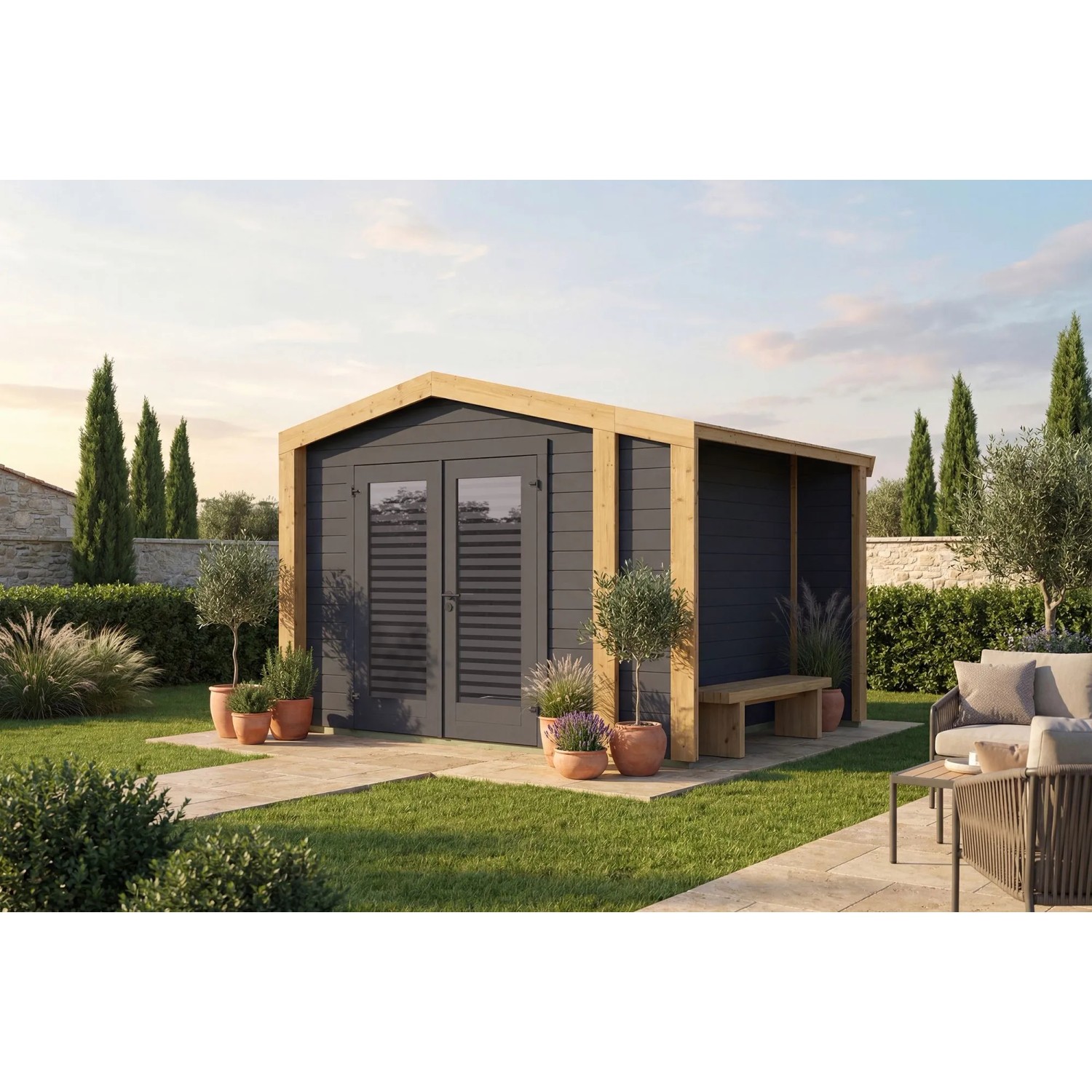 Weka Holz-Gartenhaus Killarney Satteldach Lasiert 311 cm x 263 cm