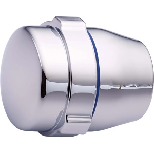 Verchromter Kunststoffgriff (26 mm) für Armaturen, mit blauer Markierung für Kaltwasser.