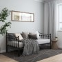 Schwarzes vidaXL Ausziehsofa Bettgestell aus Metall, 90x200 cm, mit Decke und Kissen.