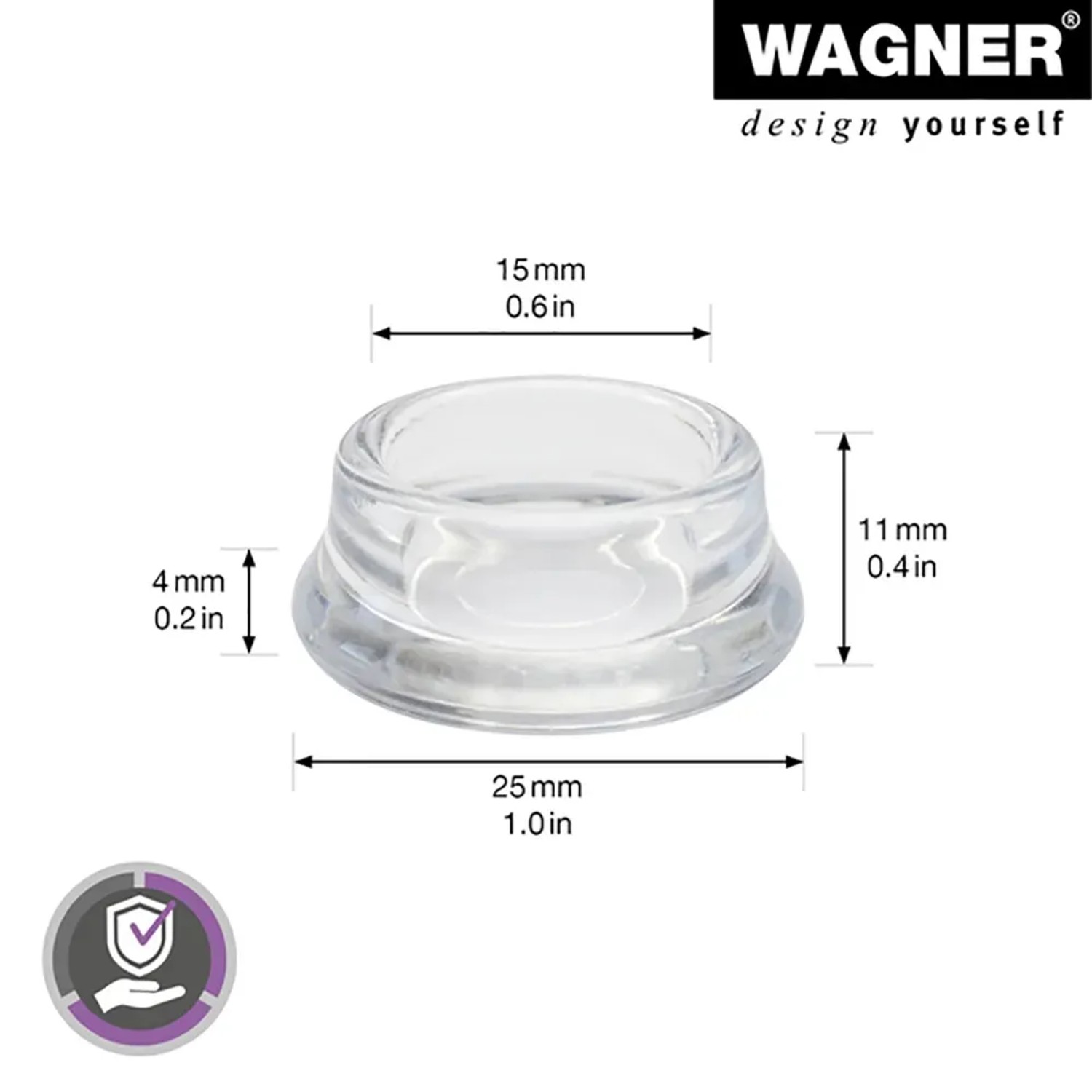 Wagner Möbeluntersetzer EH 0415, transparent, Ø 1,5 cm, 4er-Set, zum Schutz von Möbeln und Böden.