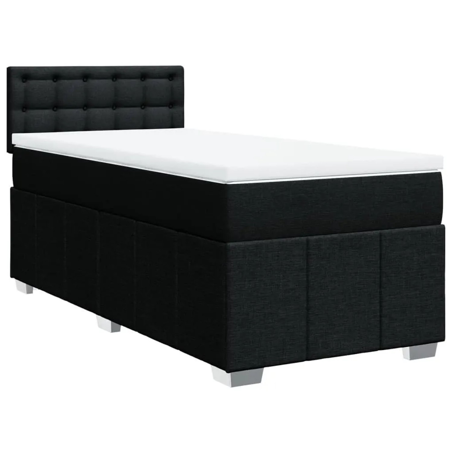 vidaXL Boxspringbett mit Matratze Schwarz 90x200 cm Stoff 3289267