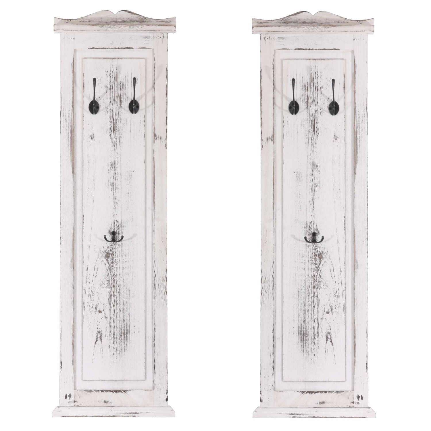 BERLINLODGE Garderobe 2er-Set 109x28x5,5cm Wandhaken Holz Weiß Shabby günstig online kaufen