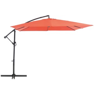 Ampelschirm Alvarado, 300x300 cm, Terracotta. Gartenschirm mit Kurbel und seitlichem Mast.