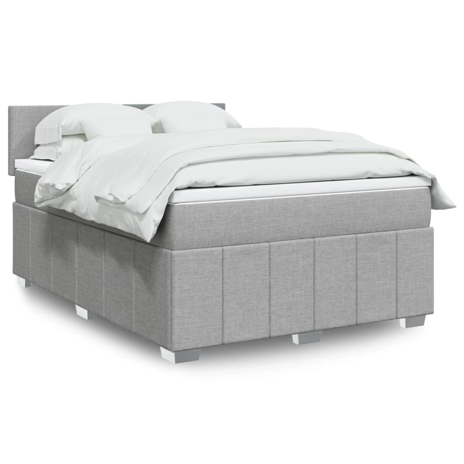 vidaXL Boxspringbett mit Matratze Hellgrau 160x200 cm Stoff 3289412 günstig online kaufen