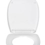 Weißer Wenko WC-Sitz Corbara High Gloss aus Thermoplast, offen.