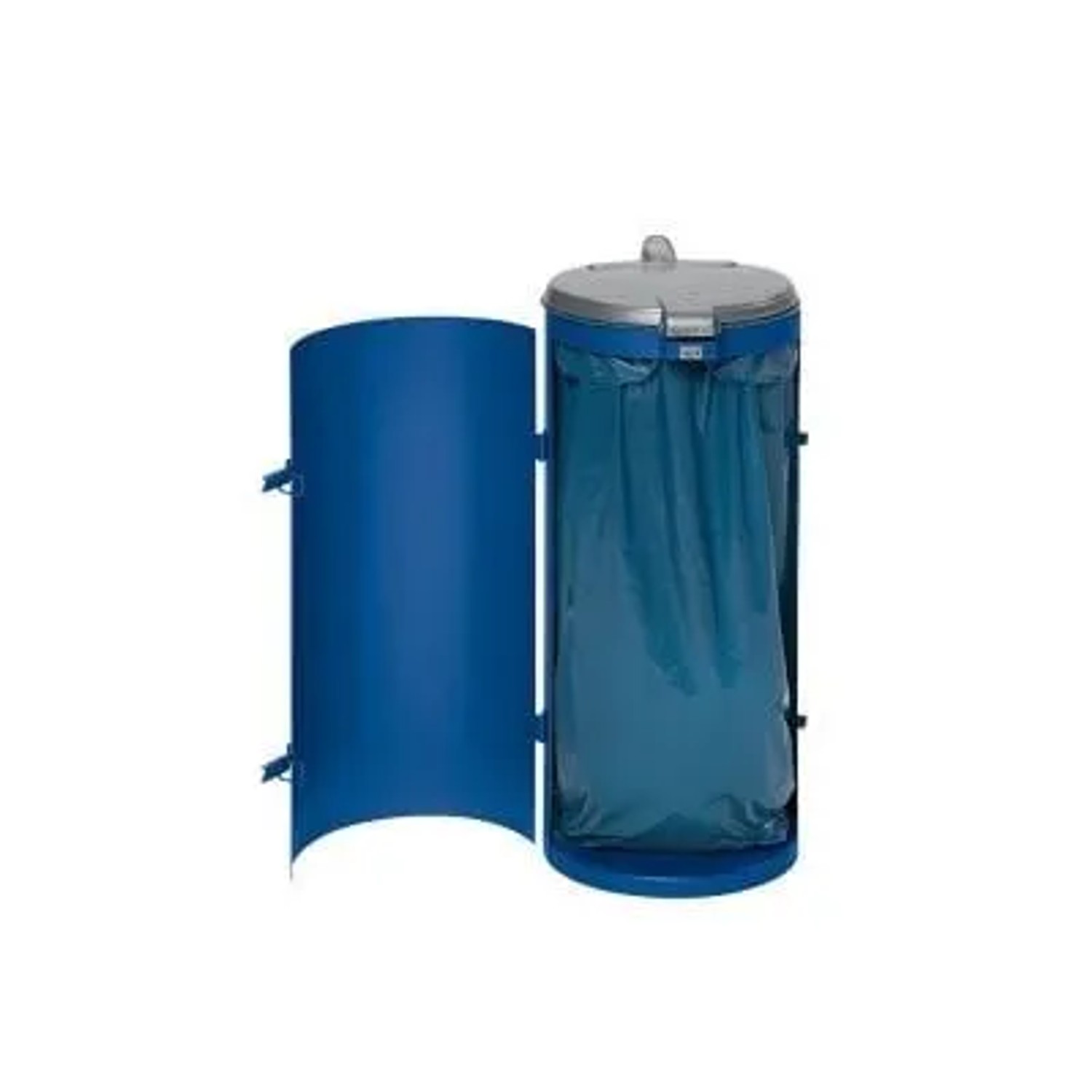 PROREGAL Kompakter Abfallsammler Junior Mit Deckel Einflügeltür 35 cm Einfüllöffnung HxBxT 90 x 45 x 45 cm Stahl Blau