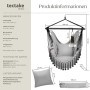 Tectake Hängesessel Malika Extra Dicke Sitz und Rückenkissen Mit Bücherfach Flaschenhalterung 150 x 100 x 150 cm Grau_6