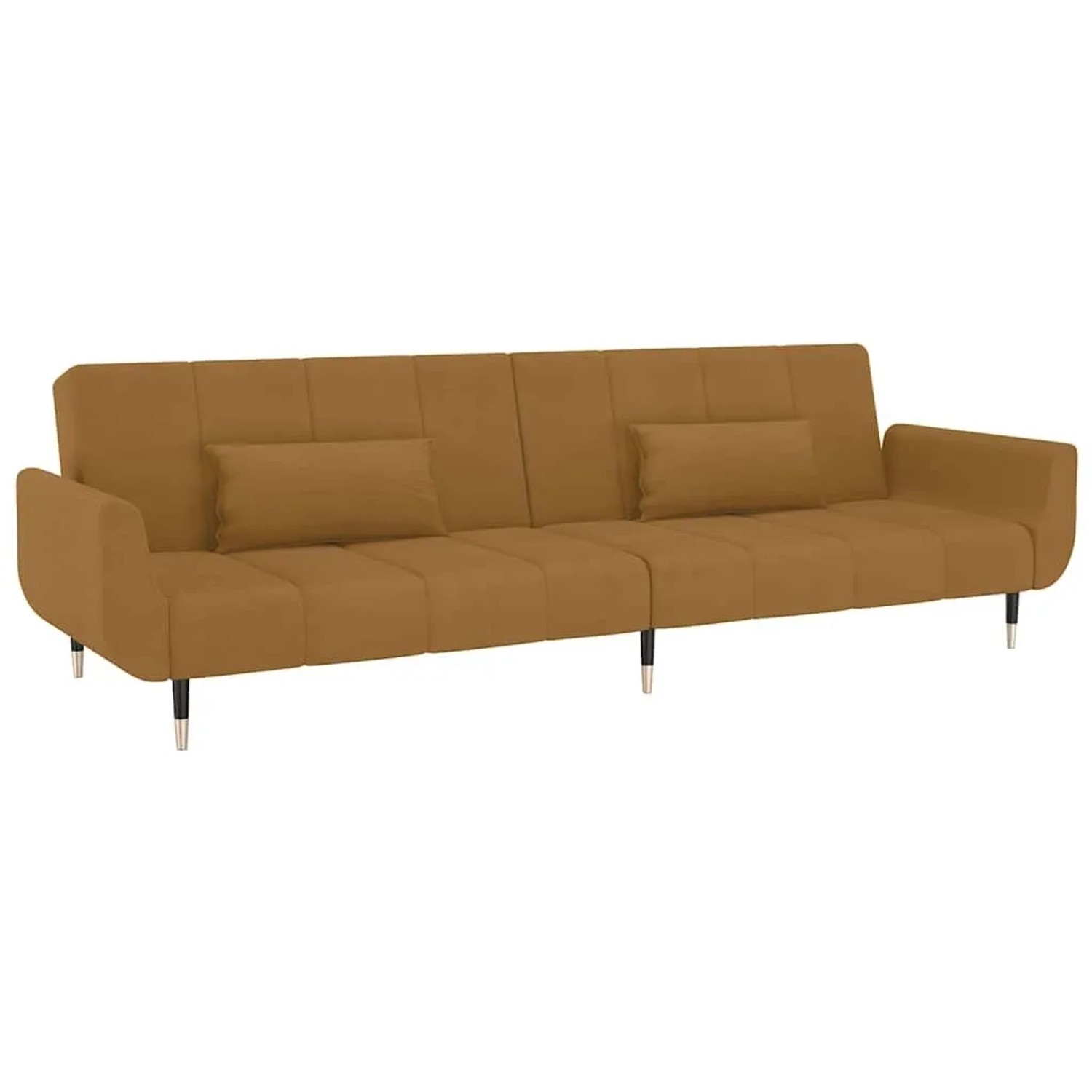 vidaXL Schlafsofa 2-Sitzer mit 2 Kissen Braun Samt 337590