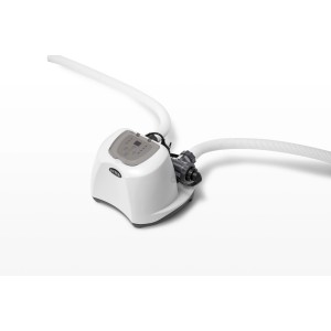 Intex Krystal Clear QS1200 Salzwassersystem für Pools, weiße Elektrolyseanlage mit Display und Schläuchen.