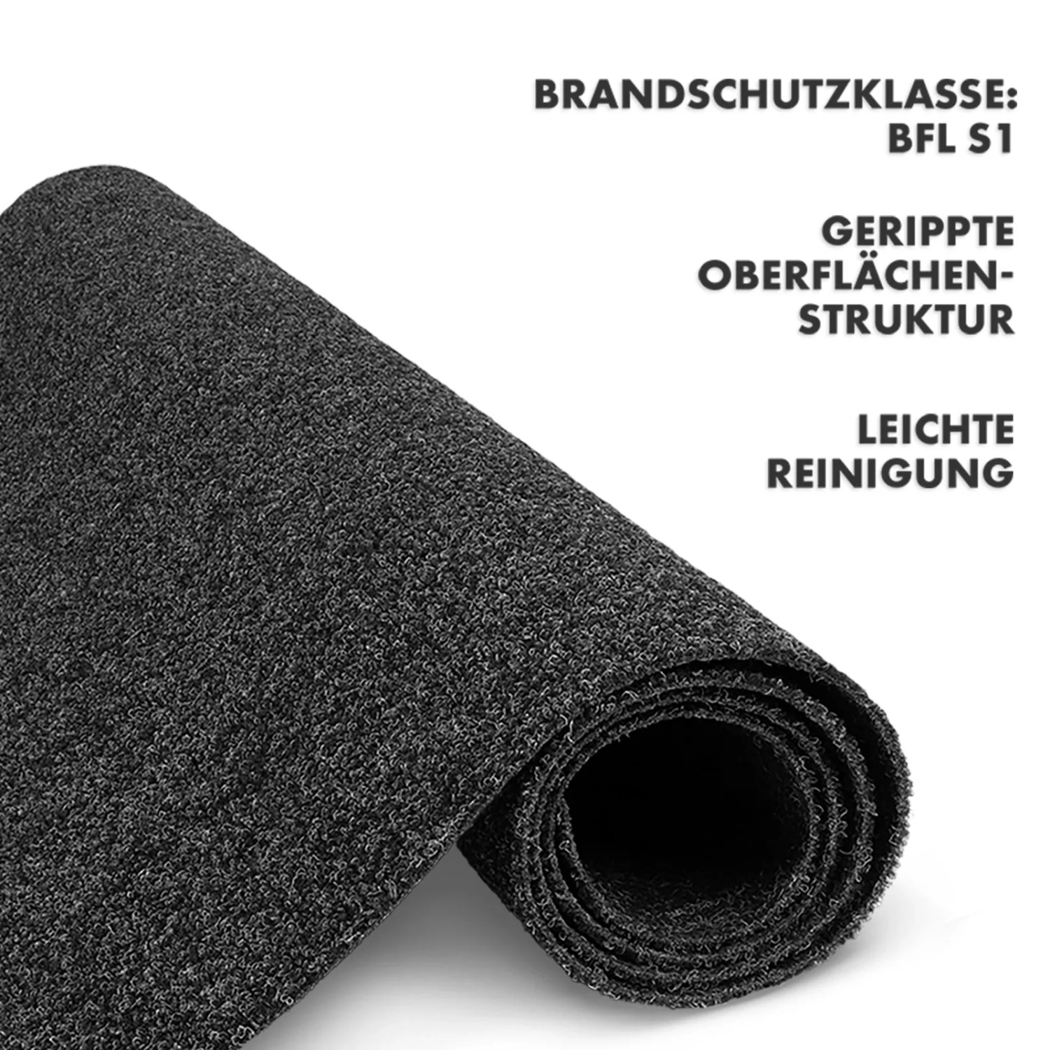 Anthrazitfarbene KARAT Grillmatte Dalton, schwer entflammbare BBQ Matte zum Schutz des Bodens.