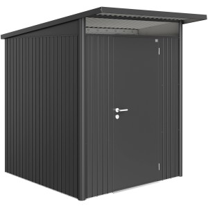 Biohort Metall-Gerätehaus AvantGarde Gr. A1 in Dunkelgrau-Metallic mit Standardtür.