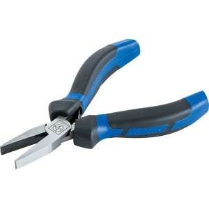 LUX Flachzange, 120 mm, mit blau-schwarzen 2K-Griff für Halte- und Greifarbeiten.
