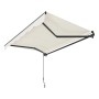 Beige Gelenkarmmarkise 300x250 cm mit schwarzem Gestell und Handkurbel für Terrasse oder Balkon.