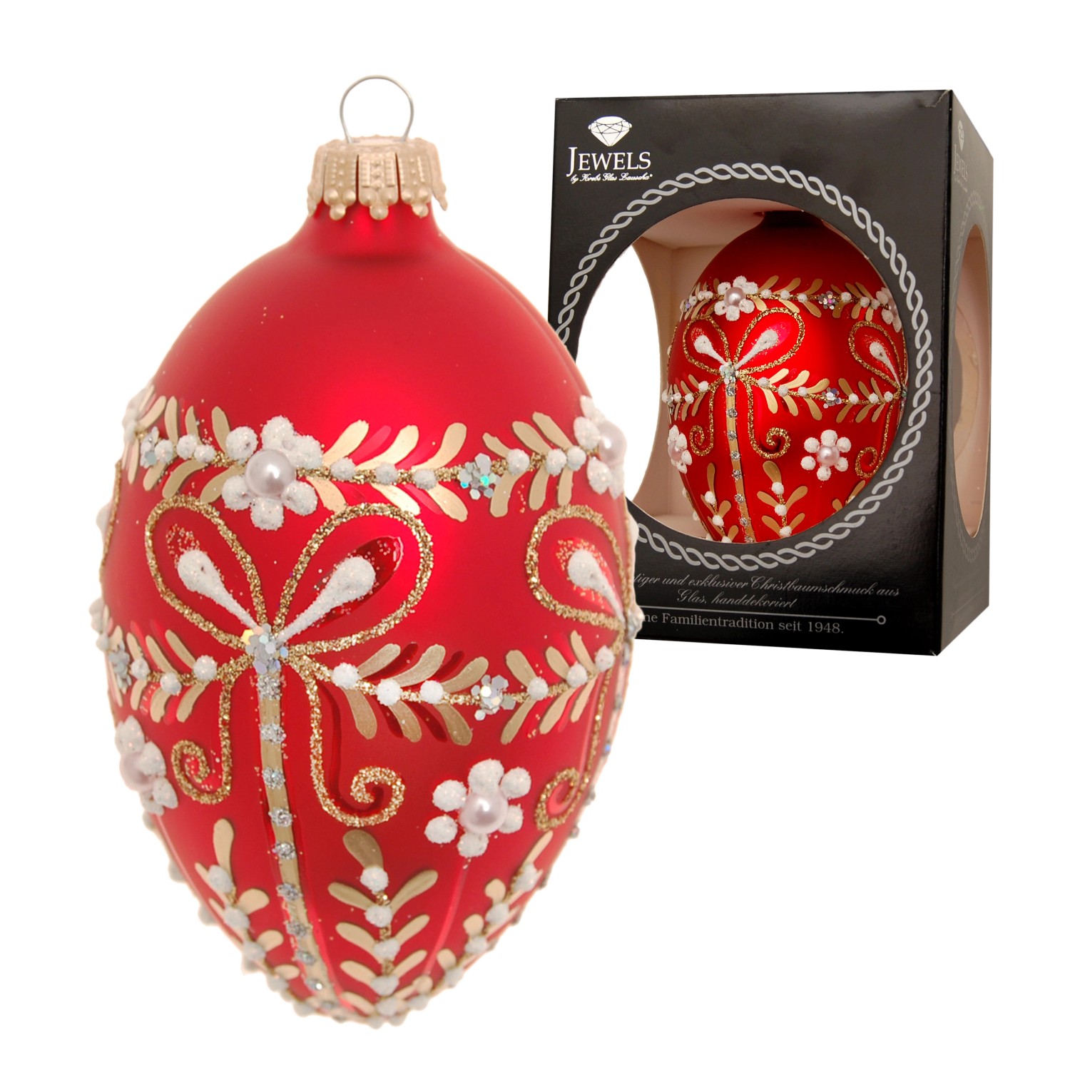 Krebs Glas Lauscha Baumschmuck Ei Im Schleifendesign Rot 10cm
