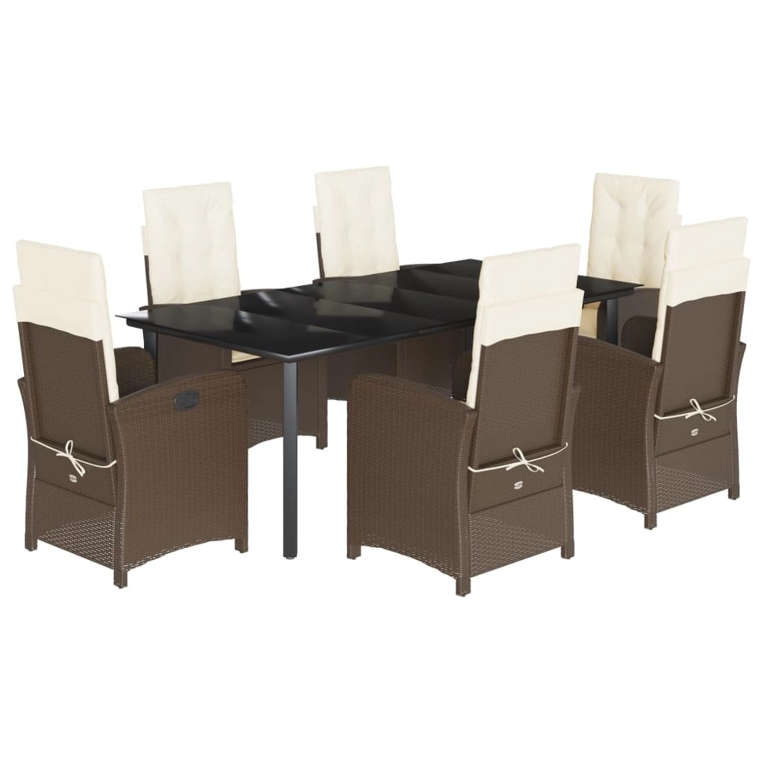 vidaXL 7-Tlg Garten-Essgruppe mit Kissen Braun Poly Rattan 3212347 günstig online kaufen