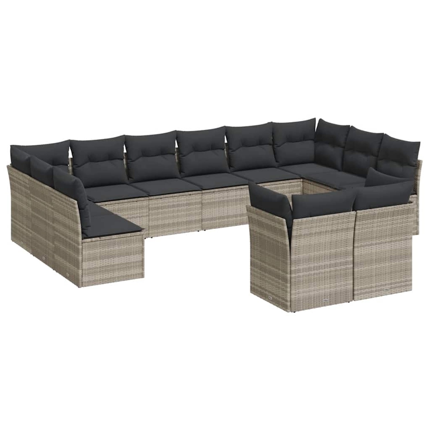 vidaXL 12-Tlg Garten-Sofagarnitur mit Kissen Hellgrau Poly Rattan 3250271 günstig online kaufen