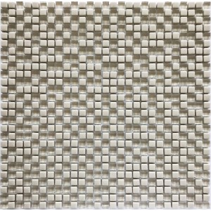 Mosaikmatte Cube 4 Glas Beige, 30,5x30,5 cm. Quadratische Mosaikfliesen für Wandgestaltung.