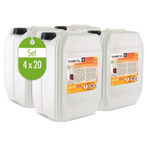 Flambiol Bioethanol 4x20l Kanister für Ethanolkamin. Brennstoff-Set für Kamine.