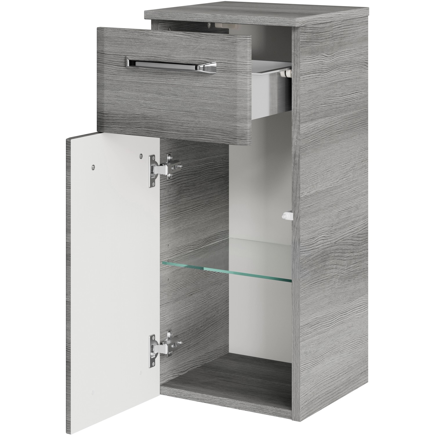 Pelipal Bad-Hängeschrank Quickset 328 Graphit, 30 cm breit, mit Schublade und Tür.