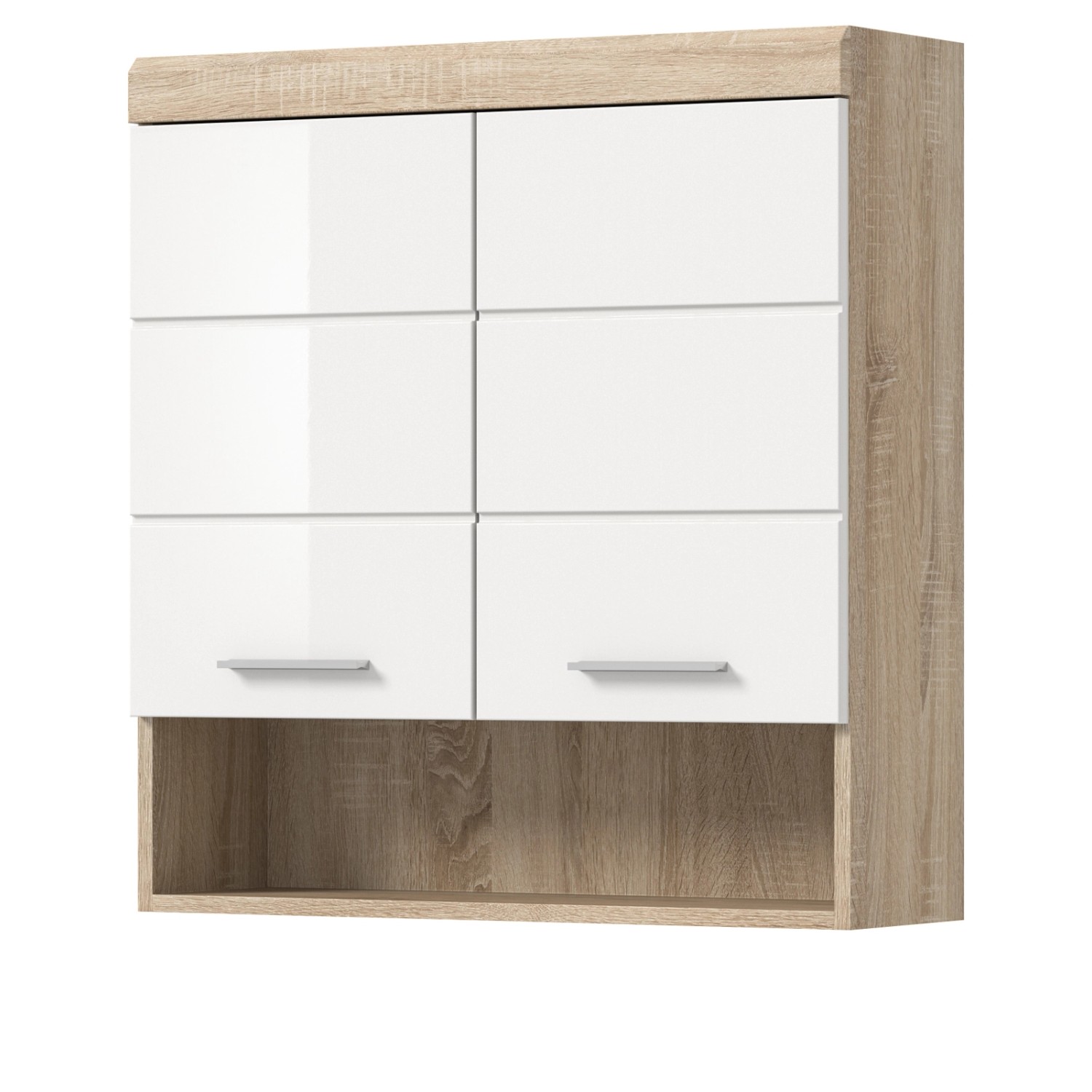 Inn.Furn Badezimmer Hängeschrank in Weiß Hochglanz und Eiche 74 x 79 cm Mam günstig online kaufen