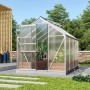 Vitavia Gewächshaus Venus 5000 aus Aluminium, 5 m² mit geöffneter Tür und Pflanzen im Inneren.